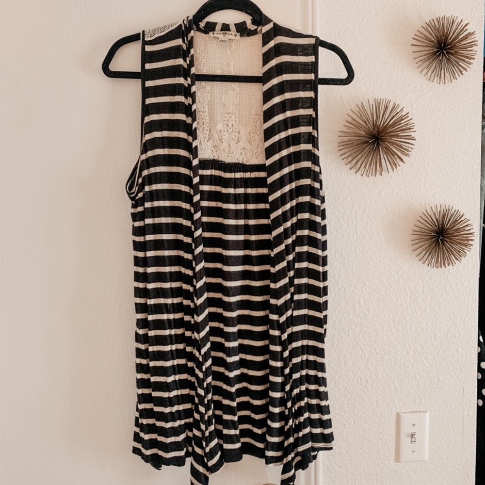 Tan and black striped vest